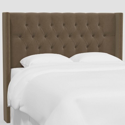 Twin Louis Wingback Headboard in Luxe Velvet Titan Walnut - Threshold™: Pine Frame, Spot Clean, 56" Height