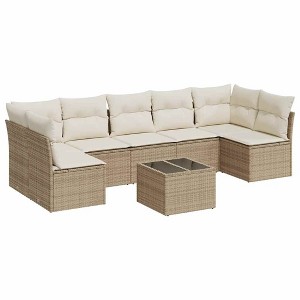vidaXL Garden Sofa Set Beige PE Rattan Compact to Large Modular Set - 1 of 4