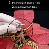 15 Pcs 8.5" Red Velvet Poinsettia Christmas Decorations with Clips - Sparkly Artificial Flowers for Tree, Wreath, and Holiday Decor by 4E's Novelty - 4 of 4