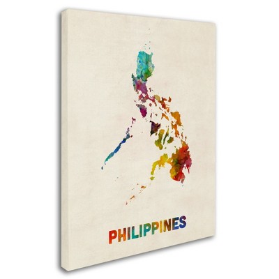Michael Tompsett 'Philippines Watercolor Map' Matted Framed Art