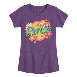 Girls' - Barbie - Retro Barbie Logo Fitted Short Sleeve Graphic T-Shirt - 1 of 4