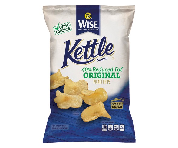 Wise Kettle Cooked Reduced Fat Original Potato Chips - 8oz