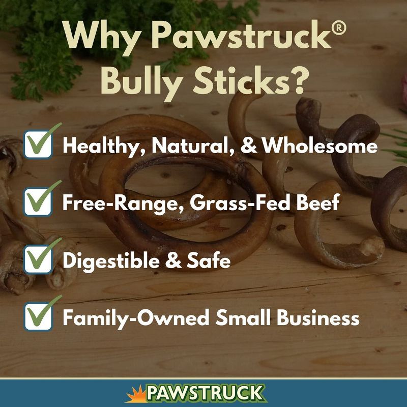 Pawstruck All-Natural Bully Stick Rings for Dogs - Single Ingredient Rawhide Free Dental Chew Treats Made with 100% Real Beef, 2 of 10