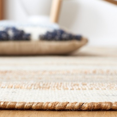 Ivory and Natural Wool Cotton Flatweave Rug, 3' x 5'