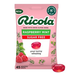 Ricola Throat Drops - Raspberry Mint - 45ct: Menthol, Dye-Free