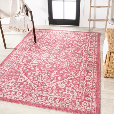 Fuchsia and Light Gray 9' x 12' Bohemian Medallion Rug