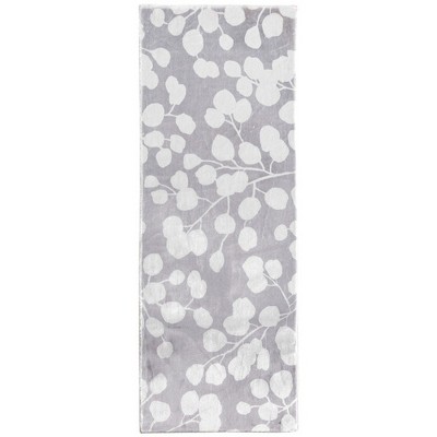 Cozy Living Silver Dollar Floral Runner Rug – Elegant Botanical Hallway & Entryway Accent Carpet, 21"X54"