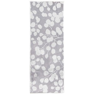 Cozy Living Silver Dollar Floral Runner Rug – Elegant Botanical Hallway & Entryway Accent Carpet, 21"X54" - 1 of 3