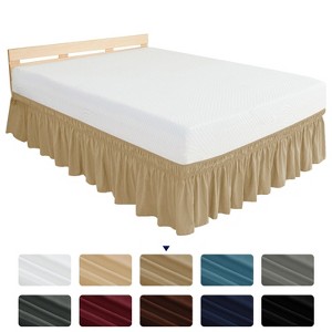 Subrtex Elastic Wrap Around Bed Skirt Dust Ruffle Smooth Soft Bed Frame Cover 15-inch Drop - 1 of 4