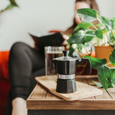 GROSCHE Milano Black Aluminum Stovetop Espresso Maker