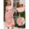 INSPIRE CHIC Women's Square Neck 3/4 Sleeves Waffle Knit Casual Midi Dress - 2 of 4