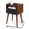 Nightstand with Storage ¨C Mid Century Modern Bedroom Side Table Built-in Charging Station with 2 USB Ports & 2 Power Outlets - 2 of 4