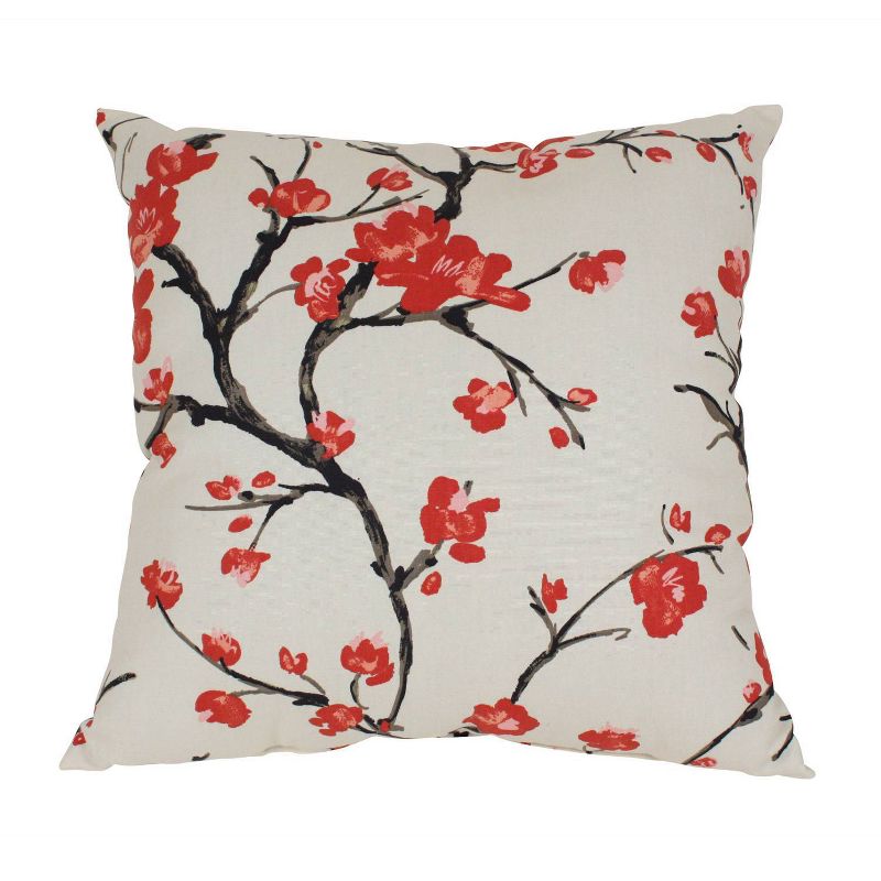 24.5&#34;x24.5&#34; Oversized Flowering Branch Floor Throw Pillow Beige/Red - Pillow Perfect, 1 of 4