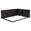 Full-Size Platform Bed with L-Shaped Bookshelves and Sliding Doors, No Slats Required - 2 of 4