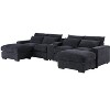 TiramisuBest Modern Luxe Modular Sectional Sofa with Built-in Console, USB Ports, Reclining & Ottomans for Living Room, Dark Gray - 4 of 4