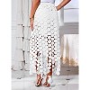 Women's Summer Boho Skirt: High Waisted Long Maxi Skirt with Elegant Hollow Out and Fringe Hem White - 3 of 4
