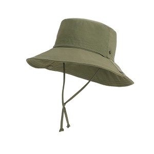 Anna-Kaci Foldable Wide Brim Bucket Hat with Chin Strap for Sun Protection and Outdoor Hiking Travel Beach Adventures - 1 of 4