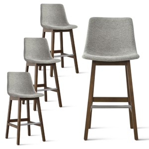 South Bar Stool Set Of 2 and 4, Fabric Upholstered Barstools with Solid Wood Legs and Footrest for Dining Room, Kitchen Island - Maison Boucle - 1 of 4