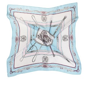 Allegra K Women's 100% Silk Floral Graphic Print Square Scarf Head Scarves Kerchief Neckerchief 21.6" X 21.6" - 1 of 4