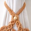Natural wood bead cotton leaf curtain tieback- Tree City - 2 of 4