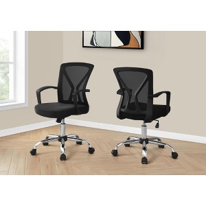 Vynxaria Office Chair, Adjustable Height, Swivel, Ergonomic, Armrests, Computer Desk, Work, Black Mesh, Chrome Metal - 1 of 4
