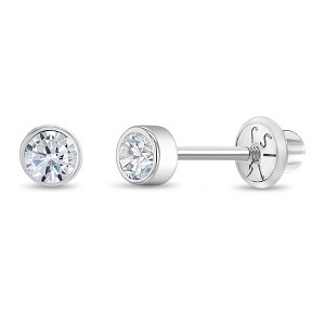 Girl's Bezel Cubic Zirconia 14k Gold Earrings - In Season Jewelry - 1 of 4