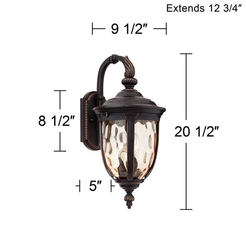 John Timberland Bellagio Vintage Rustic Outdoor Wall Light Fixture Bronze Downbridge 20 1/2" Champagne Hammered Glass for Post Exterior Barn House, 4 of 9