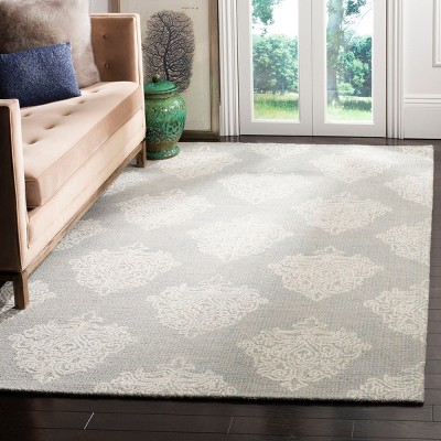 Hand-Tufted Ivory and Aqua Wool 4' x 6' Abstract Area Rug