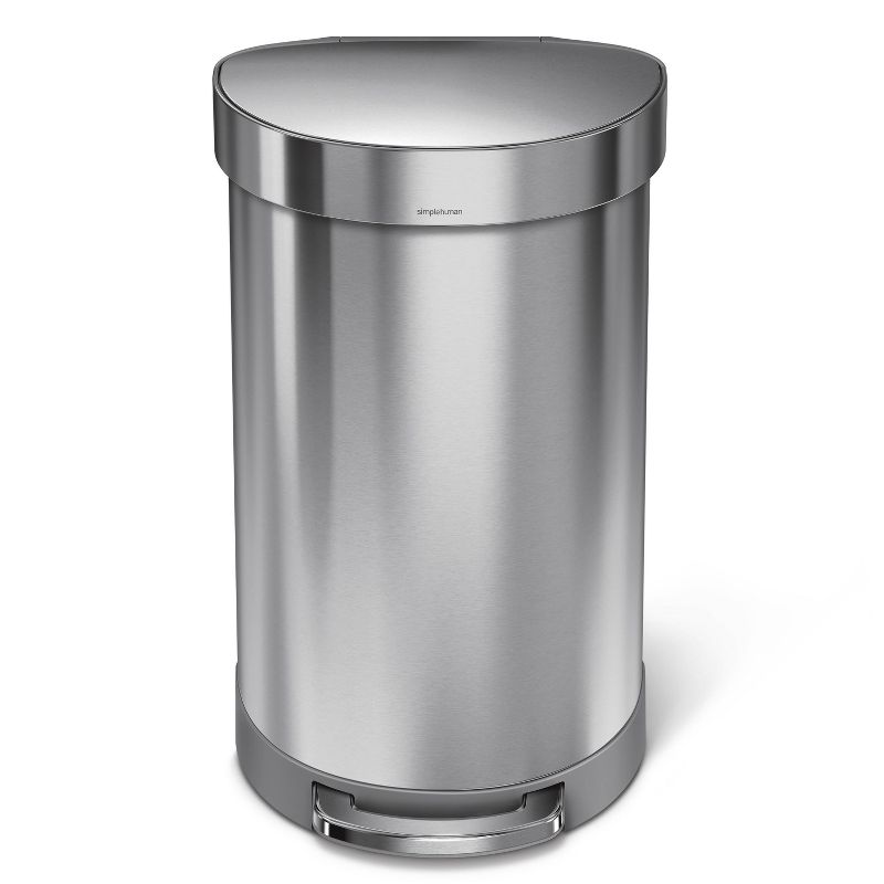 simplehuman 45L Semi-Round Liner Rim Kitchen Step Trash Can Stainless Steel, 2 of 7