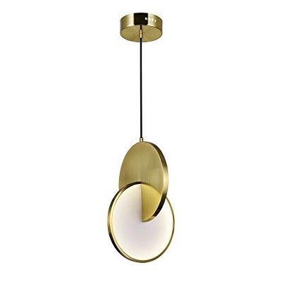 CWI Lighting Tranche LED Mini Pendant With Brushed Brass Finish