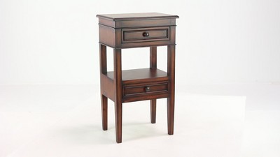 White Pine Traditional Side Table with Drawers and Shelf