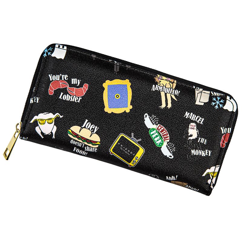 FRIENDS The TV Series Allover Themed Designs Zip Around Wallet Black, 1 of 5