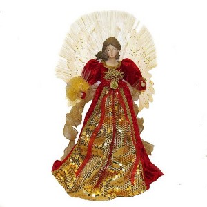 Tree Topper Finial 18.0" Red/Gold Fiber-Optic Angel Tree Topper Electric  -  Tree Toppers - 1 of 3