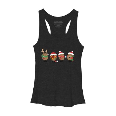 Women's Design By Humans Christmas hedgehogs By Mangulica Racerback Tank Top