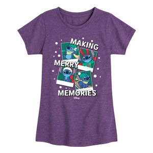 Girls' - Lilo and Stitch - Making Merry Memories Christmas Fitted Short Sleeve Graphic T-Shirt - 1 of 4