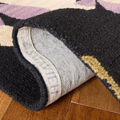 Black Floral Hand Tufted Wool Area Rug 8' x 10'