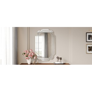 Lyngins Silver Bathroom Mirrors,Wood Frame Wall Mirrors,HD Decorative Mirrors,Wave Vanity Mirrors for Bathroom,Bedroom - 1 of 4