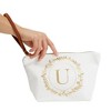 Gold Initial Personalized Makeup Bag for Women, Monogrammed Canvas Cosmetic Pouch (White, 10 x 3 x 6 In) - 3 of 4