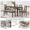 GDFStudio Andrea Modern Wood and Fabric 6 Piece Dining Set with Bench and Cross-Back Chairs - 4 of 4