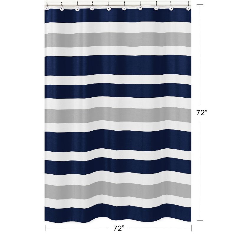 Sweet Jojo Designs Shower Curtain 72in.x72in. Stripe Blue Grey, 6 of 7