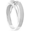 Pompeii3 Mens 1/10ct White Gold Diamond Ring Contour Brushed Three Stone Wedding Band - 2 of 4