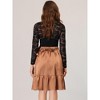 INSPIRE CHIC Women's Ruffle Satin Wrap Tie Waist Asymmetrical Midi Skirt - 4 of 4