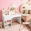 Kids Vanity with Lighted Mirror, 2 in 1 Princess Vanity Set Toddler Vanity Table & Chair Set with Open Bookshelf, Storage Cabinet & Shelves - 4 of 4