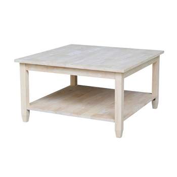 Solano Square Coffee Table Unfinished - International Concepts
