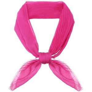 INSPIRE CHIC Women's Pleated Chiffon Contrast Color Trim Semi Sheer Stretchy Gauze Neck Scarves 1Pc - 1 of 4