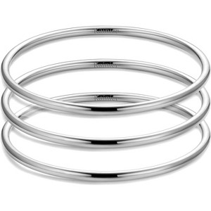 3mm 14K Gold Plated Bracelet Thin Round Bangle Bracelet for Women Solid Plain Polished Bracelet - 1 of 4