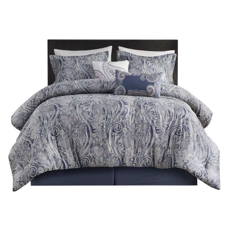 LIVN CO. 6-Piece Classic looking Paisley Cotton Comforter Set, Multi - Full, 1 of 11