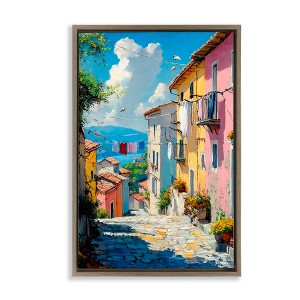 Stupell Industries Colorful Coastal Town Floating Frame Canvas Art - 1 of 4