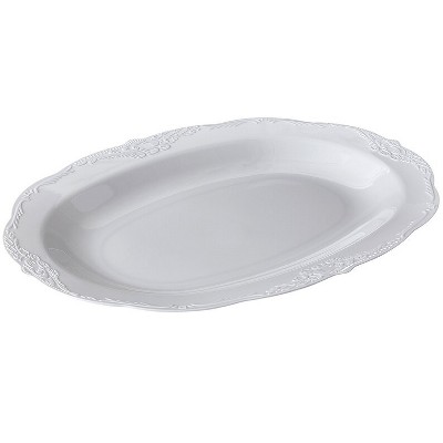Silver Spoons Elegant Vintage Plastic Serving Trays, Disposable Plastic Trays and Platters for Party, 12.5" x 9” - (3 PC)