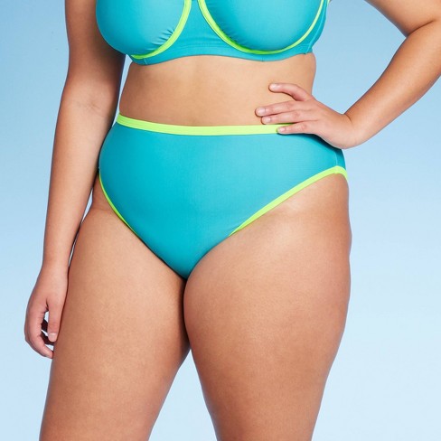 Plus Bright Blue High Leg Bikini Bottoms